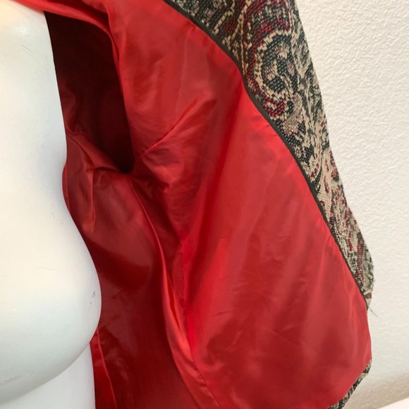 Harve Benard vintage tapestry jacket size 14P green red tan very good condition - Picture 9 of 13